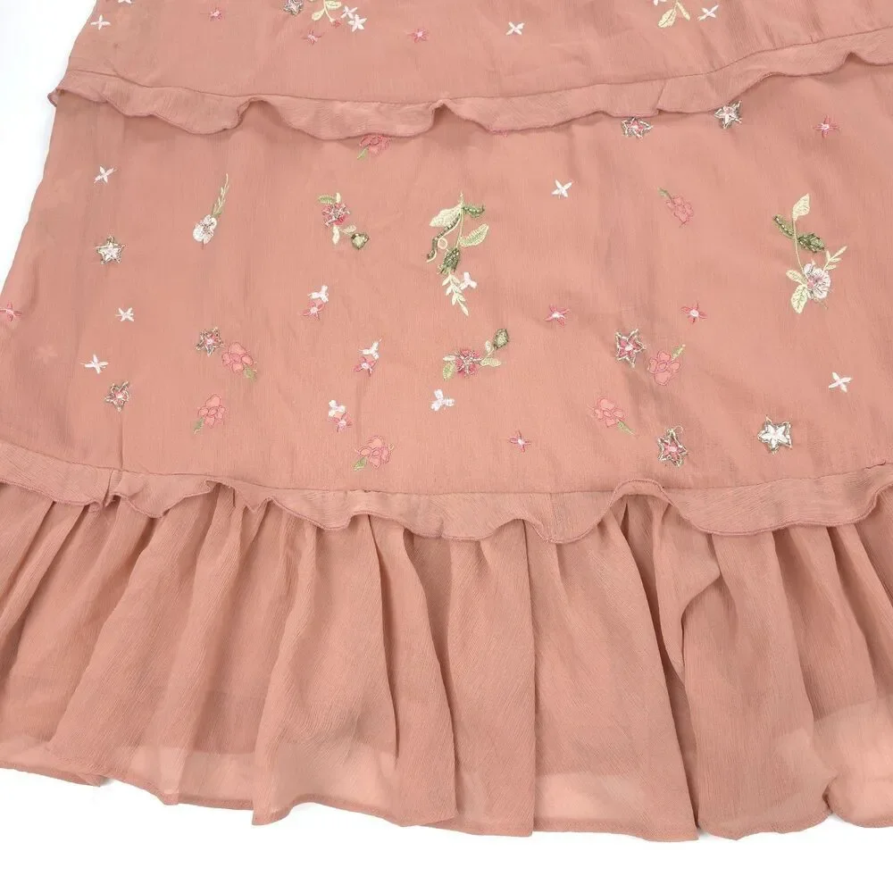 ASOS Cami Embellished Maxi Dress Bridesmaid Gown Embroidered Rose Ethereal Fairy - Picture 6 of 13